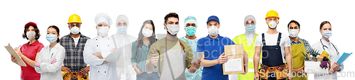 Image of people of different professions wearing masks