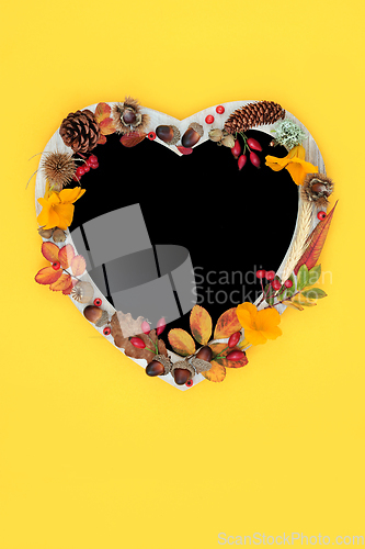 Image of Heart Shaped Autumn Chalkboard Frame Composition