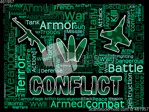 Image of Conflict Words Means Military Action And Battles