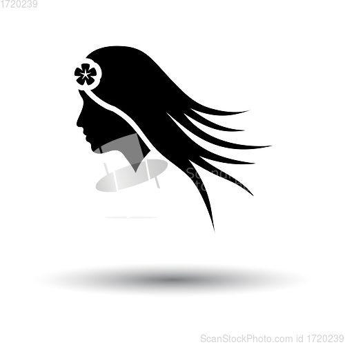 Image of Woman Head With Flower In Hair Icon