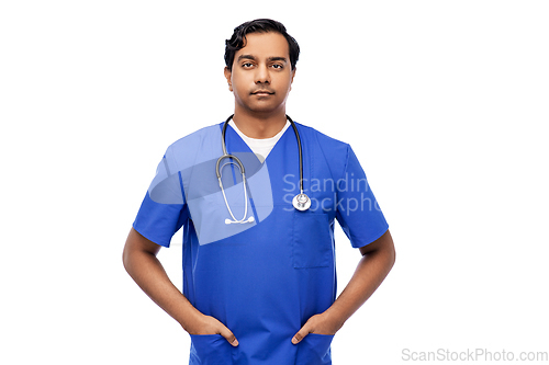 Image of indian doctor or male nurse with stethoscope