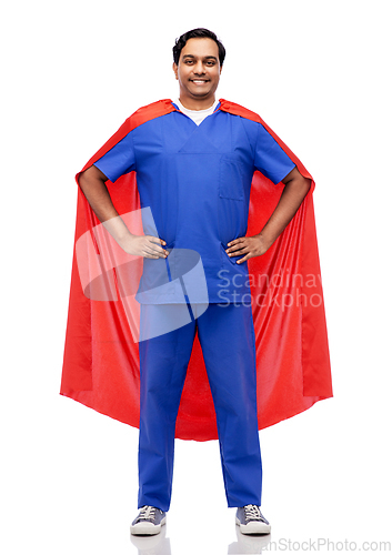 Image of smiling doctor or male nurse in superhero cape