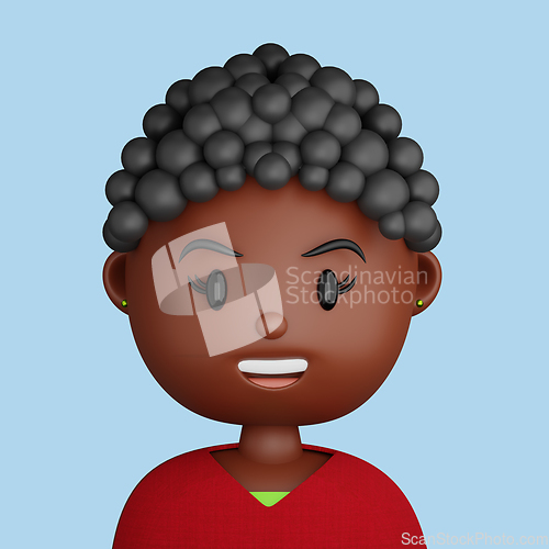 Image of 3D cartoon avatar of pretty black woman