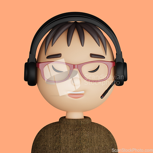 Image of 3D cartoon avatar of  smiling asian man