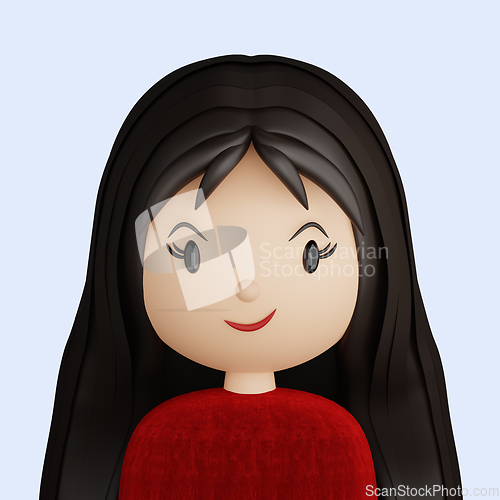 Image of 3D cartoon avatar of pretty  woman