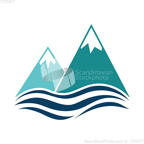 Image of Snow peaks cliff on sea icon