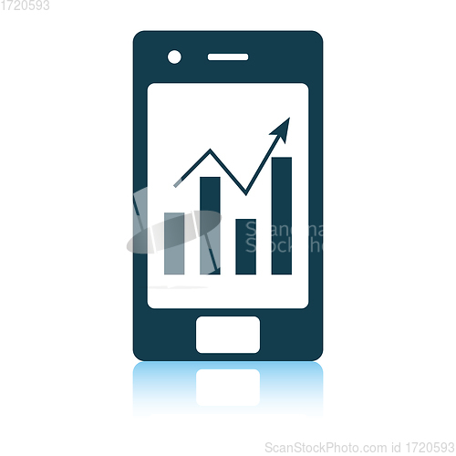 Image of Smartphone with analytics diagram icon