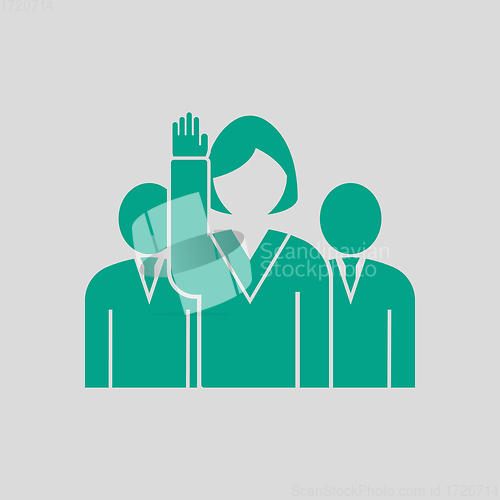 Image of Voting Lady With Men Behind Icon