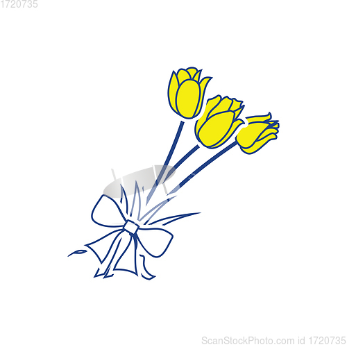 Image of Tulips bouquet icon with tied bow