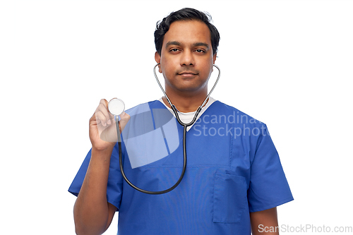 Image of indian male doctor or nurse with stethoscope