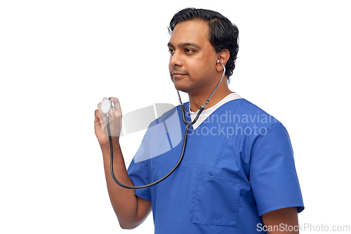 Image of indian male doctor or nurse with stethoscope