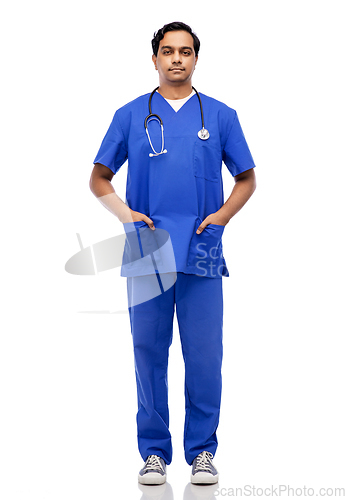 Image of indian doctor or male nurse with stethoscope