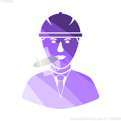 Image of Icon Of Construction Worker Head In Helmet