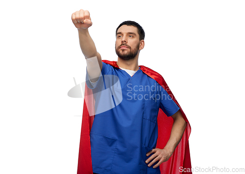 Image of doctor or male nurse in superhero cape