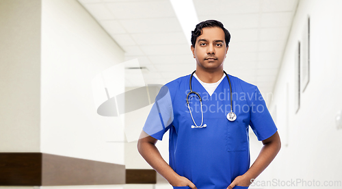 Image of indian doctor or male nurse with stethoscope