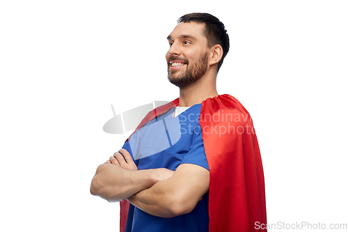 Image of smiling doctor or male nurse in superhero cape