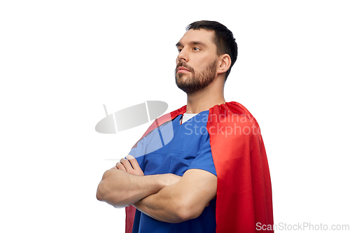 Image of doctor or male nurse in superhero cape