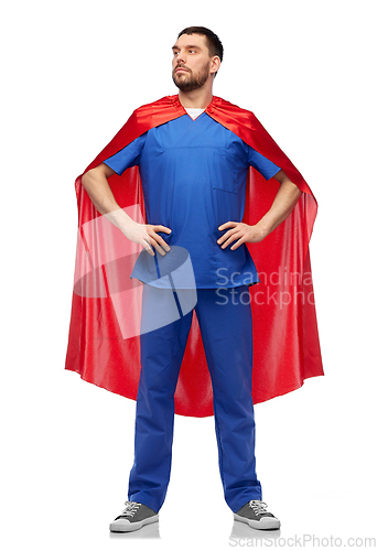 Image of doctor or male nurse in superhero cape