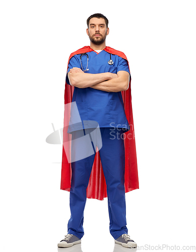 Image of doctor or male nurse in superhero cape