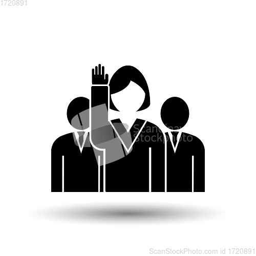 Image of Voting Lady With Men Behind Icon
