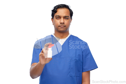 Image of indian male doctor or nurse with medicine