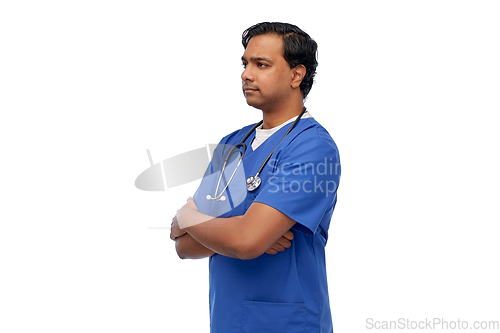 Image of indian doctor or male nurse with stethoscope