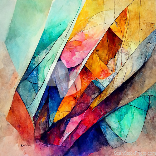 Image of Abstract contemporary modern watercolor art. Minimalist illustra