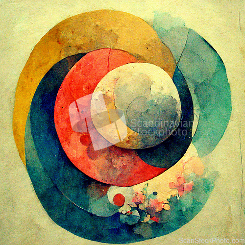 Image of Abstract contemporary modern watercolor art. Minimalist illustra