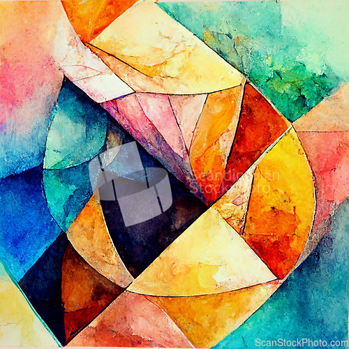 Image of Abstract contemporary modern watercolor art. Minimalist illustra