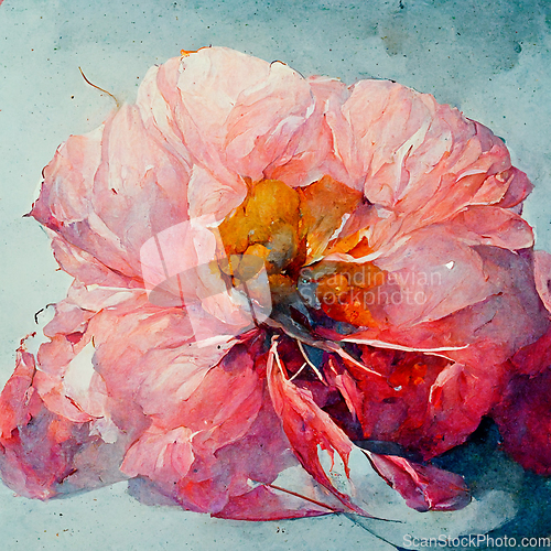 Image of Watercolor red poppy flowers.