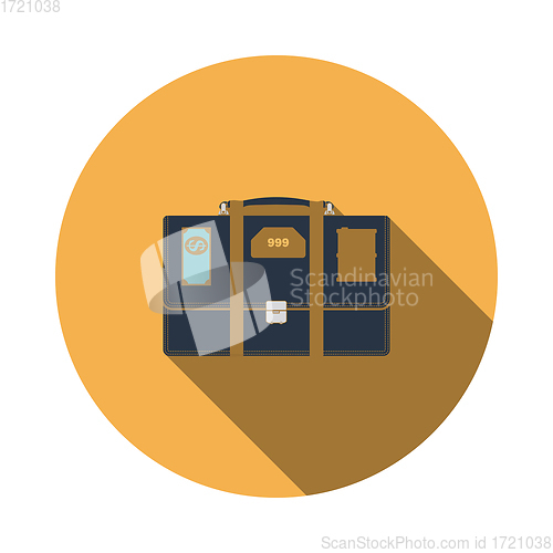 Image of Oil, dollar and gold dividing briefcase concept icon