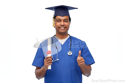 Image of indian doctor or medical student with diploma