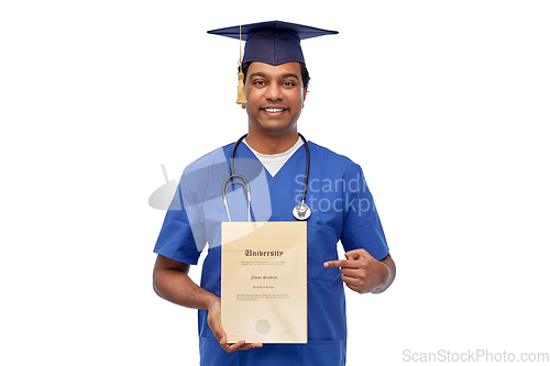 Image of indian doctor or medical student with diploma