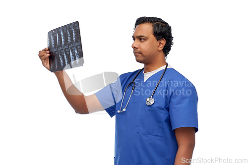 Image of indian doctor or male nurse with x-ray