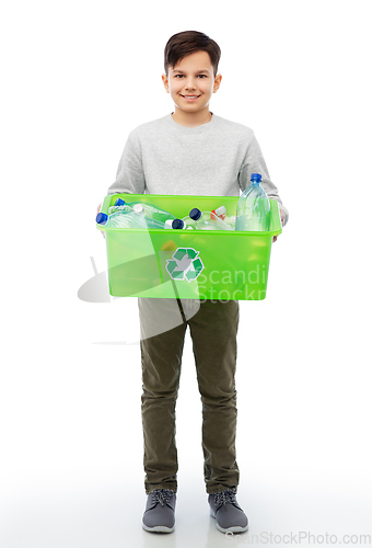 Image of smiling boy sorting plastic waste