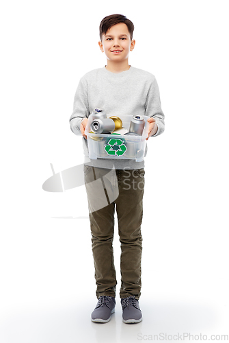 Image of smiling boy sorting metallic waste