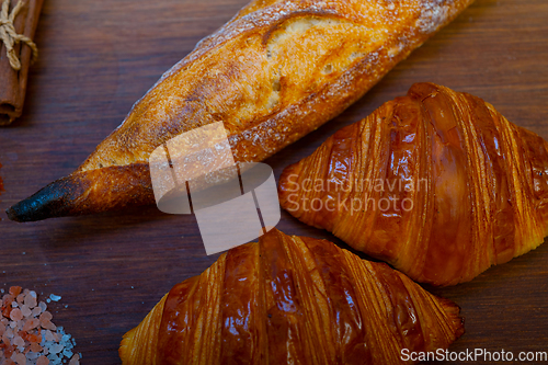 Image of French fresh croissants and artisan baguette tradition