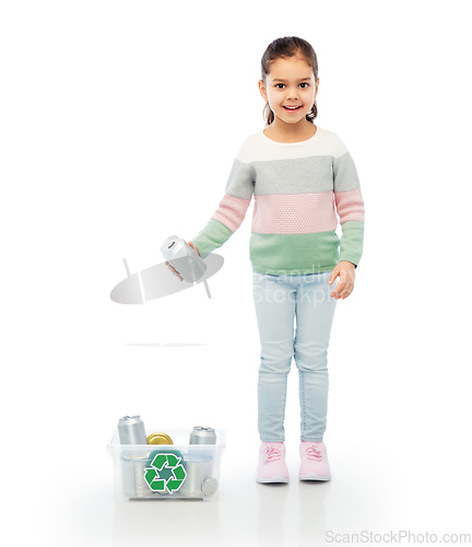 Image of smiling girl sorting metallic waste