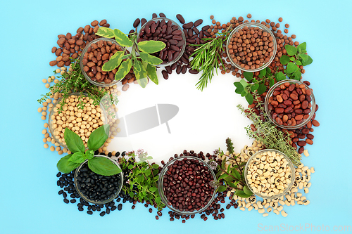 Image of Legumes and Herbs Healthy Food Collection  