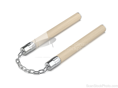 Image of Wooden nunchaku with chain