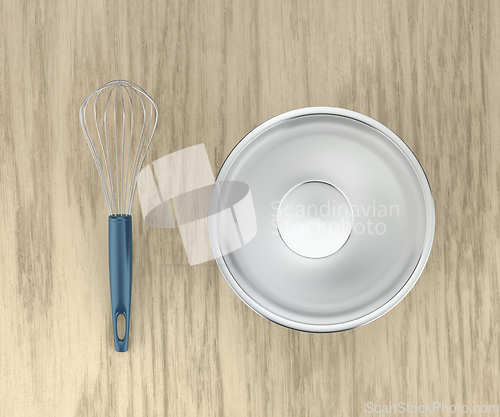 Image of Balloon whisk and metal bowl
