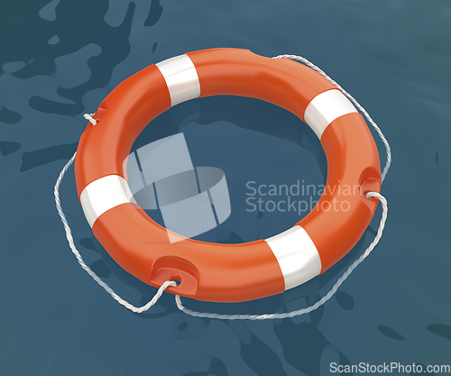 Image of Lifebuoy ring floating on sea