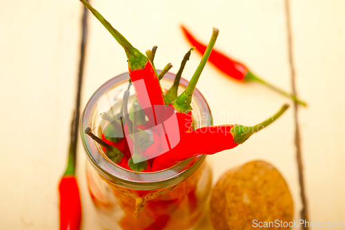 Image of red chili peppers on a glass jar