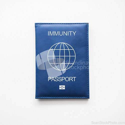 Image of immunity passport on white background