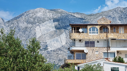 Image of Promajna with the Biokovo Mountain in the background - Makarska, Dalmatia, Croatia.