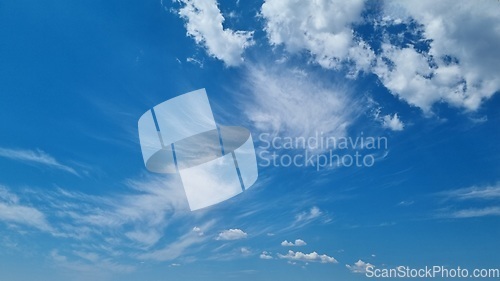 Image of Blue sky with clouds. Beautiful natural background. Ready to wallpaper