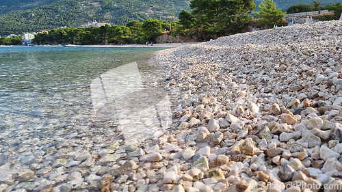 Image of Macro shot of the coastal pebble in Dalmatia, Croatia, Europe. Bottom view