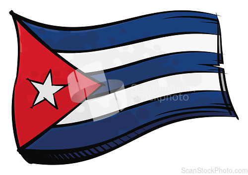 Image of Painted Cuba flag waving in wind