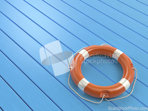 Image of Lifebuoy on blue floor
