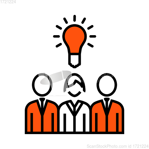 Image of Corporate Team Finding New Idea With Woman Leader Icon